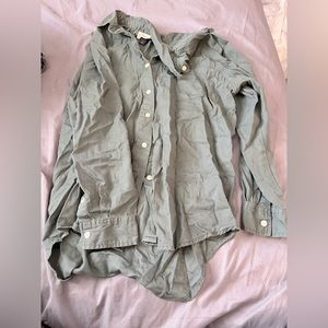 Green Collared Button Down Top